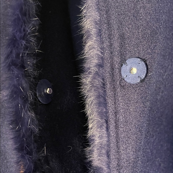 BOHO Navy Hooded Coat – Multi-Color Embroidery & Rabbit Fur Trim & Fringe Hem - Picture 11 of 16